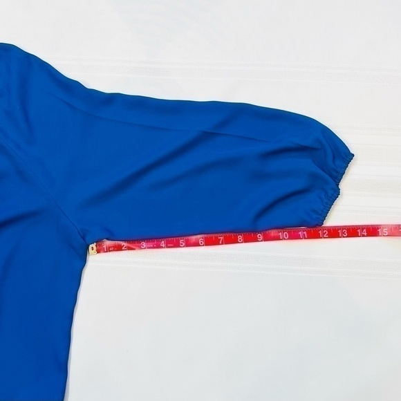 Zac & Rachel Boho Blouse Lace 3/4 Sleeves Blue Sz PXL EUC - Picture 8 of 10